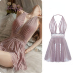 Vintage Nightgown Halter Neck Sleeping Night Dress