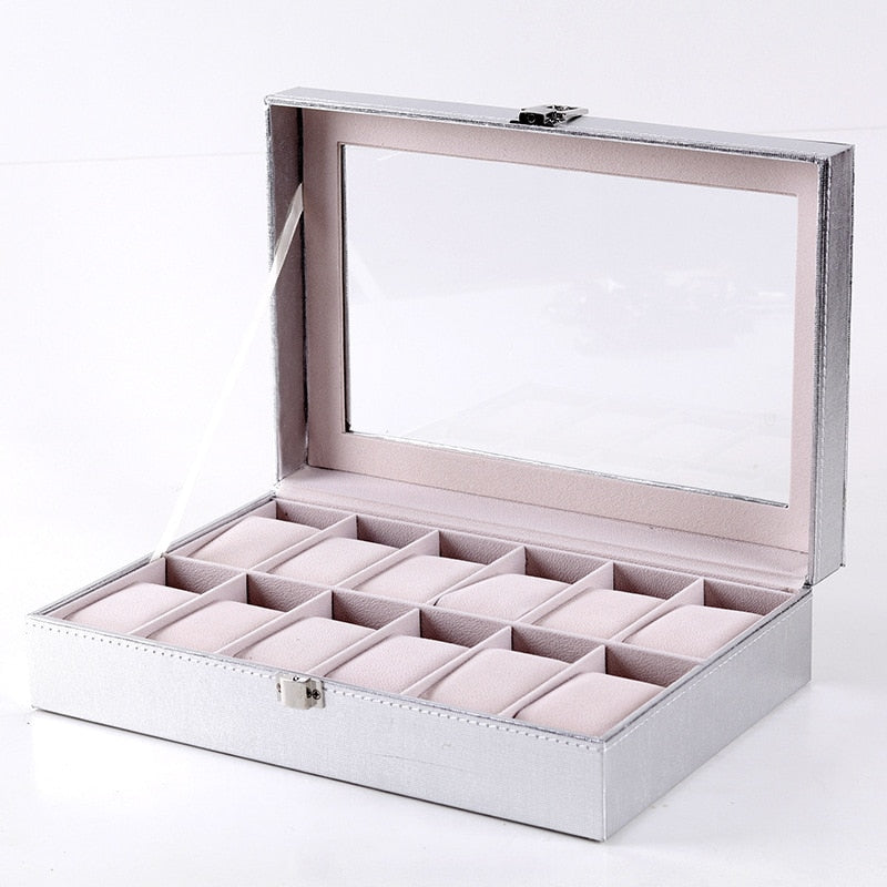 Deluxe Watch Storage Case Glass Luxury Watches Organiser Premium Display Box