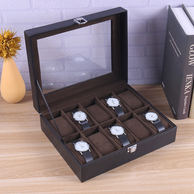 Deluxe Watch Storage Case Glass Luxury Watches Organiser Premium Display Box