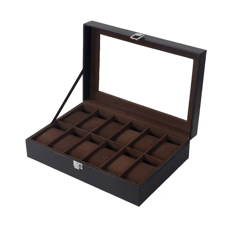 Deluxe Watch Storage Case Glass Luxury Watches Organiser Premium Display Box