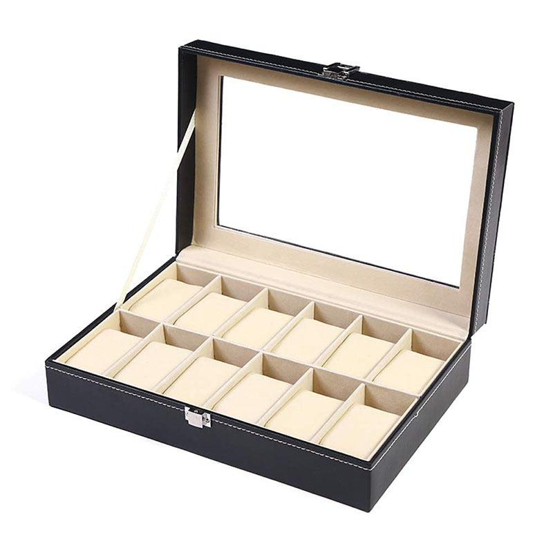 Watch Storage Box Glass Luxury Watches Organiser Premium Display Case Dust-Free