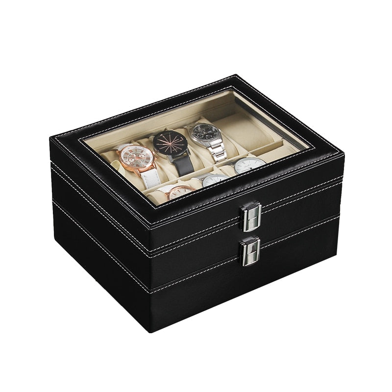 Watch Storage Box Glass Luxury Watches Organiser Premium Display Case Dust-Free
