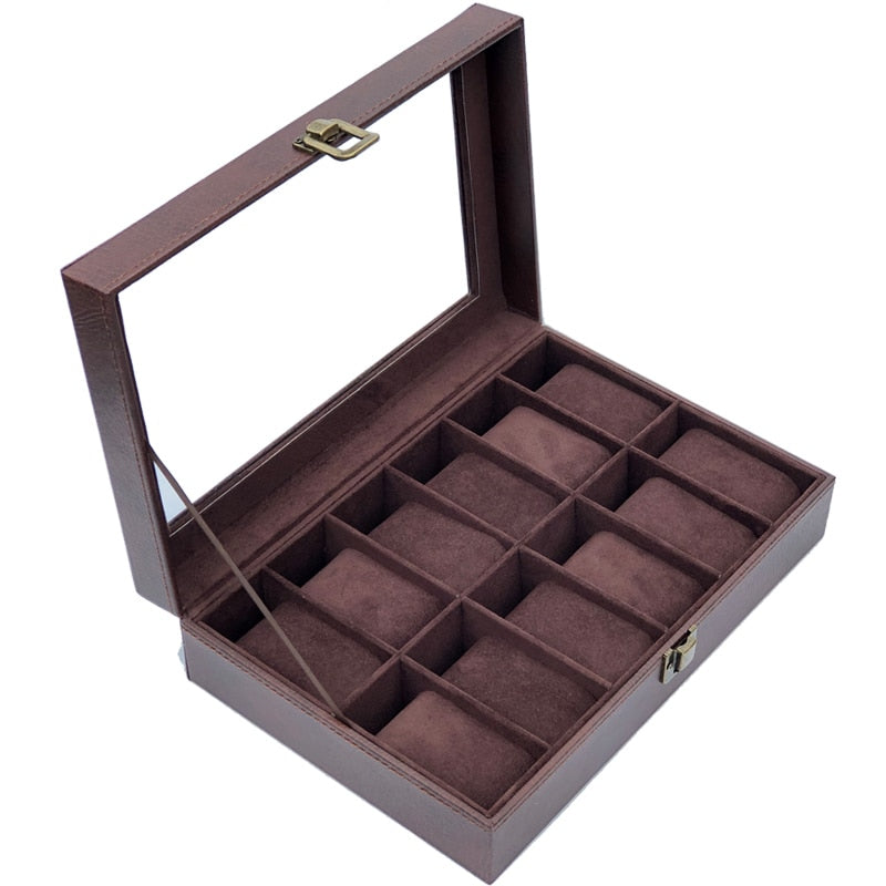 Deluxe Watch Storage Case Glass Luxury Watches Organiser Premium Display Box
