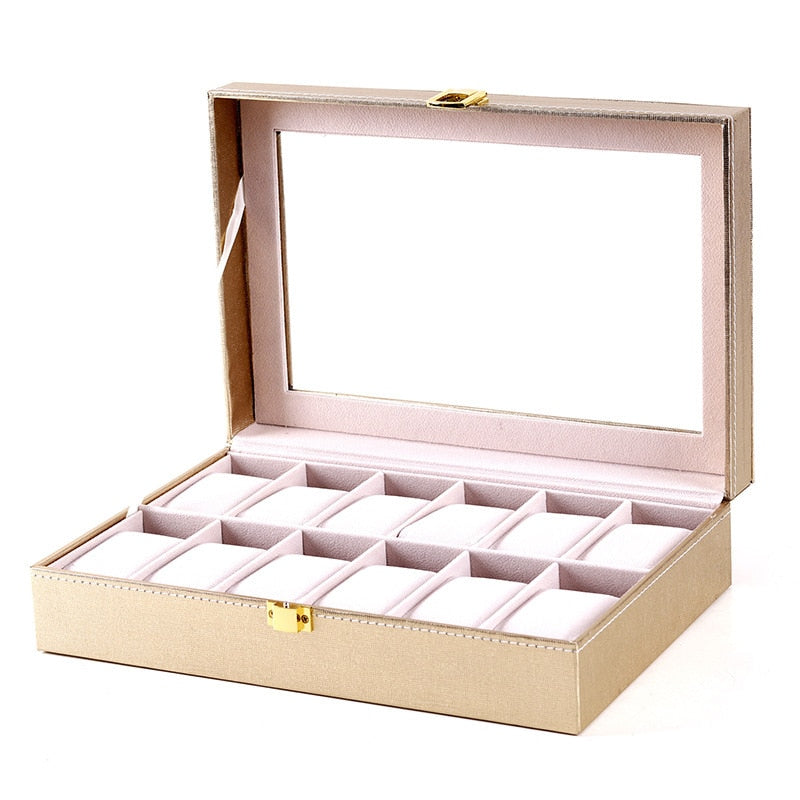 Deluxe Watch Storage Case Glass Luxury Watches Organiser Premium Display Box