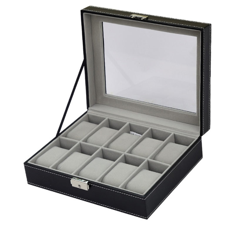 Deluxe Watch Storage Case Glass Luxury Watches Organiser Premium Display Box