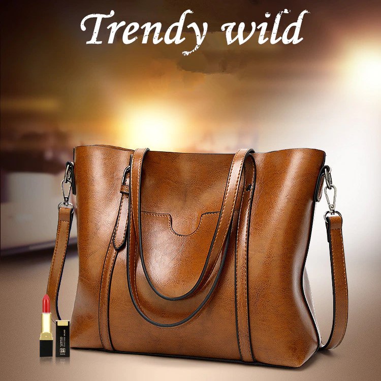 Leather Tote Busy Mum Bucket Bag Handbag Large-Capacity