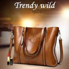 Leather Tote Busy Mum Bucket Bag Handbag Large-Capacity