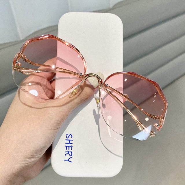 Women's Oversized Gradient Rimless Sunglasses