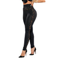 Lace Stripe Stretchy Leggings Elastic High Waist Tights