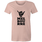 Women's T-shirt "Melbourne Shaka" Rock On Funny Hand Sign