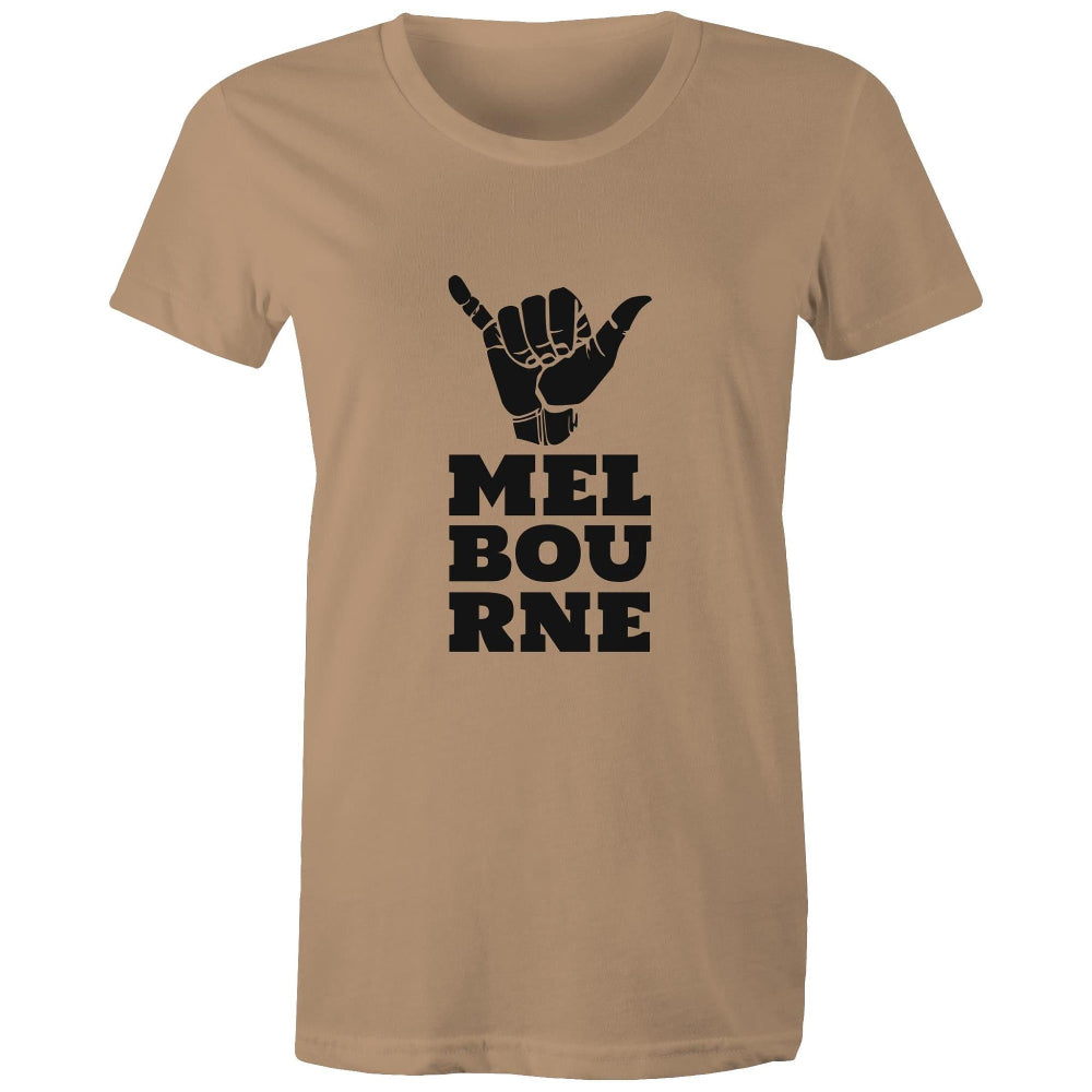 Women's T-shirt "Melbourne Shaka" Rock On Funny Hand Sign