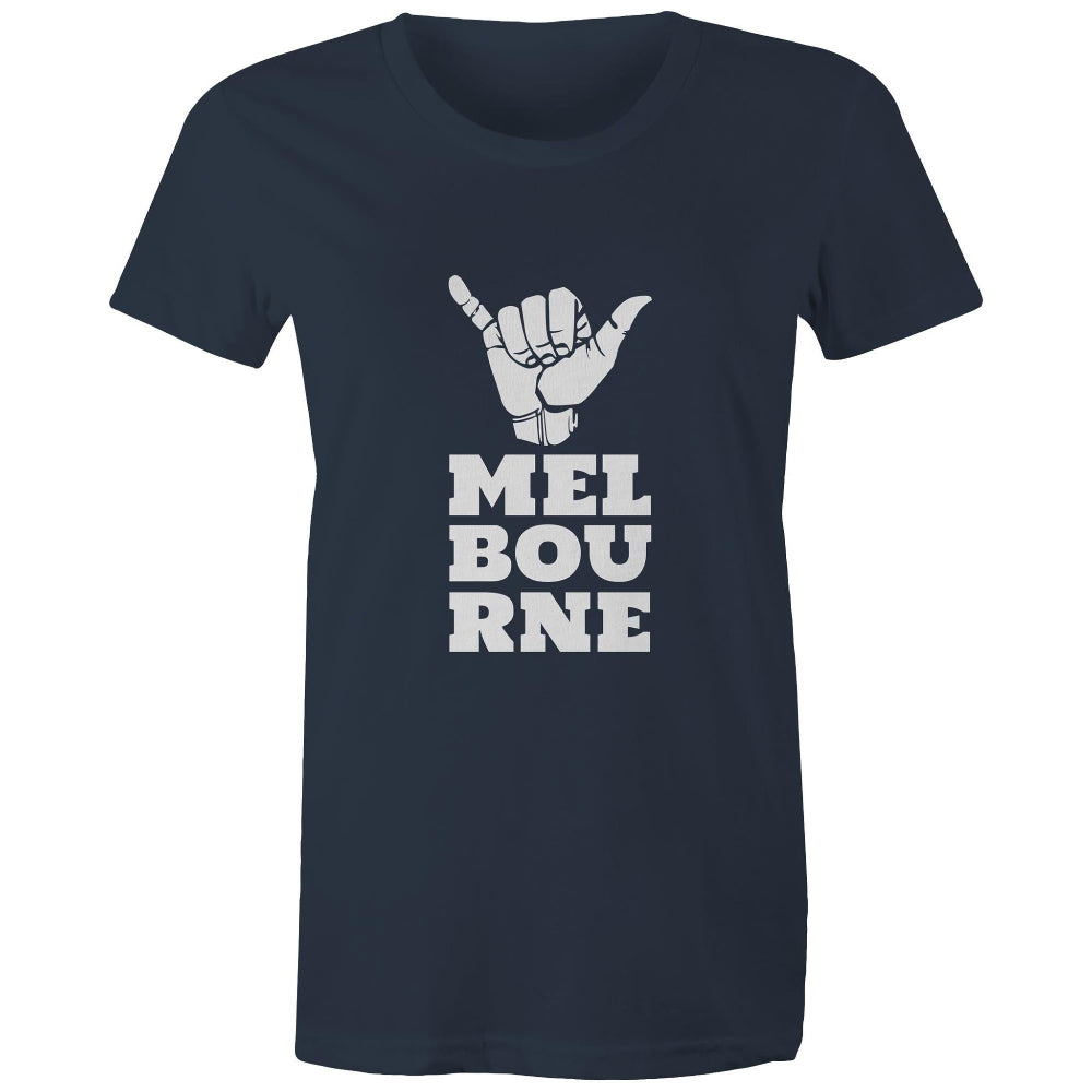 Women's T-shirt "Melbourne Shaka" Rock On Funny Hand Sign