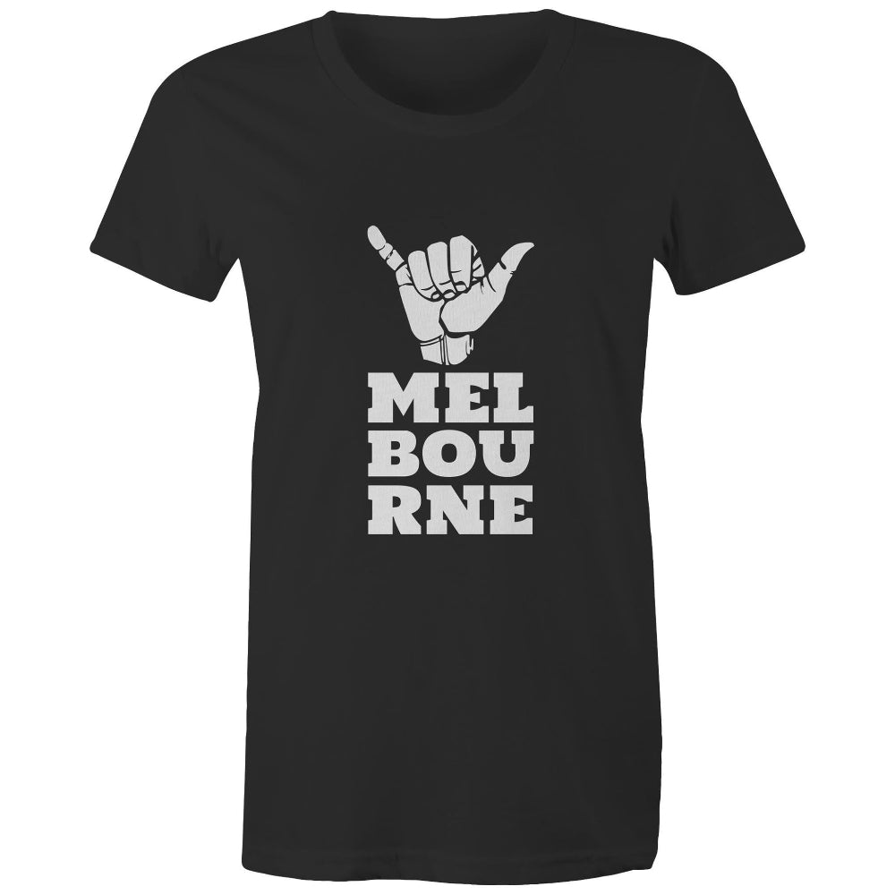 Women's T-shirt "Melbourne Shaka" Rock On Funny Hand Sign