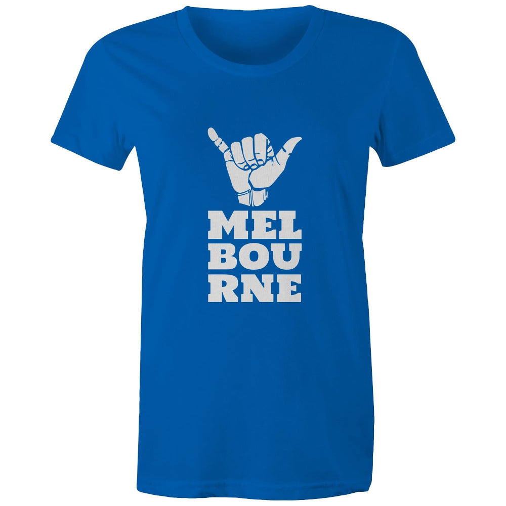 Women's T-shirt "Melbourne Shaka" Rock On Funny Hand Sign