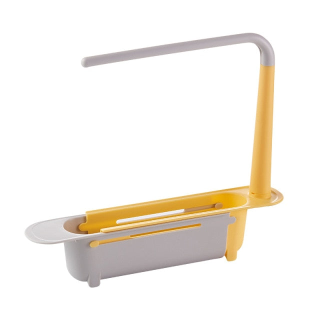 Adjustable Length Kitchen Sink Dishes Rack Sponge Holder Caddy