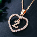 Love Heart Gold Necklace Letter Name Pendant Initials