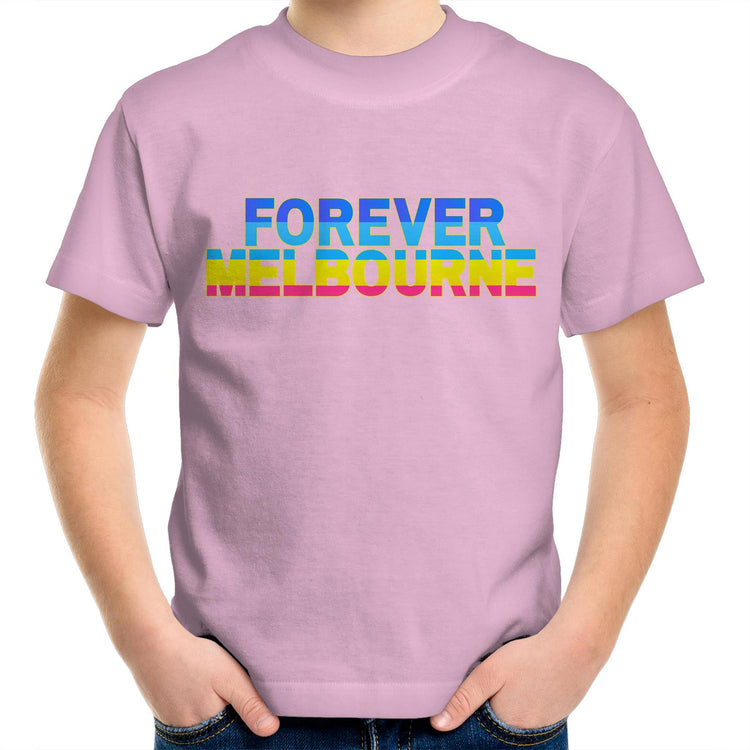 Forever Melbourne - Kids Fun Multicolour Youth Crew Colorful T-Shirt Melbourne City