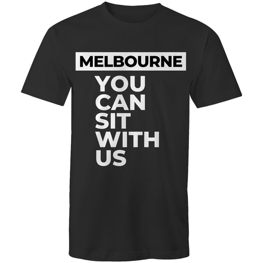 Funny Men's Melbourne T-shirt "Sit With Us" Plus Sizes-Keep Melbourne Marvellous Official Store