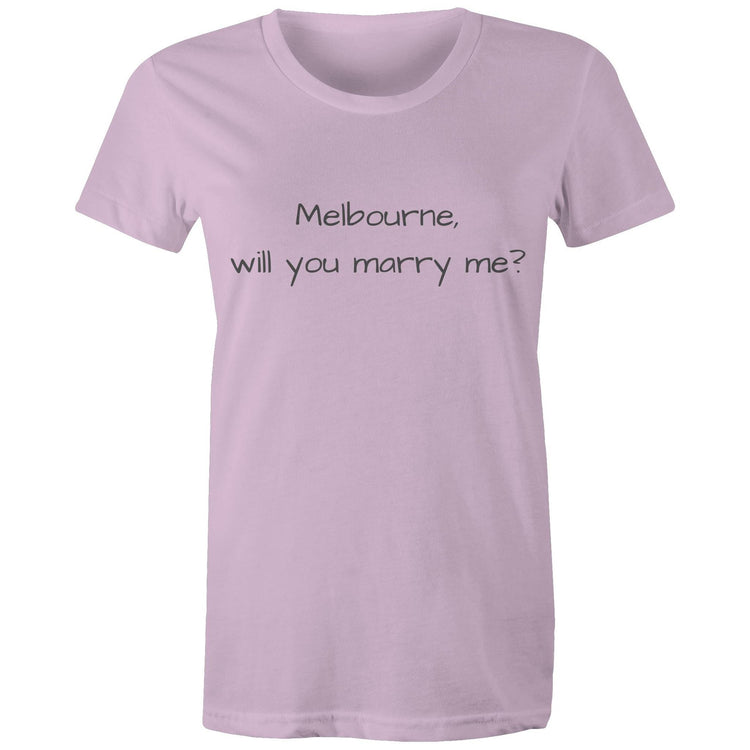 Funny "Melbourne, Will You Marry Me?" - Women's T-shirt Proposal Love Slogan Ladies Tee