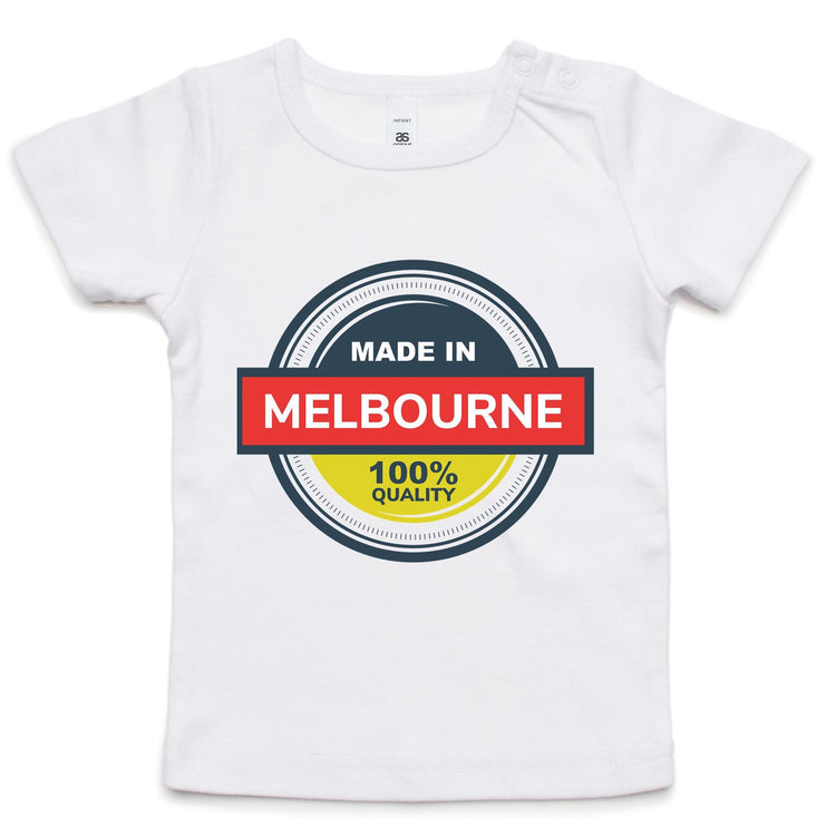 Funny Toddler T-shirt "Made in Melbourne 100% Quality" - Slogan Infant Wee Tee