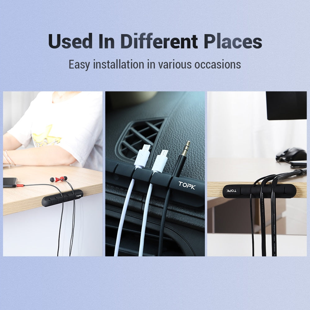 Cable Tidy Clips Computer Cords Stick On Holder