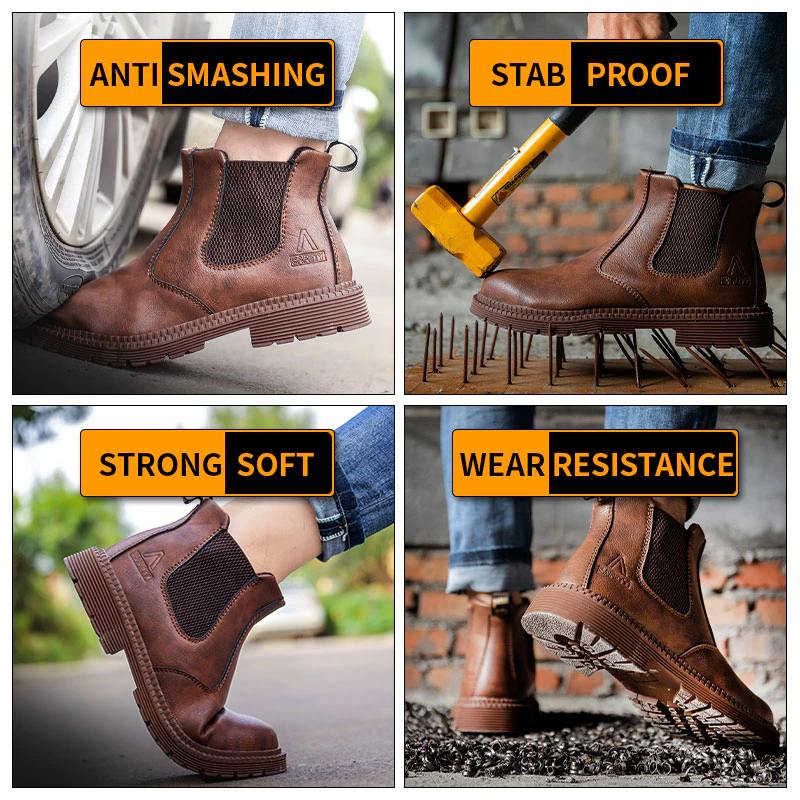 Safety Work Boots Steel-Capped Toes With Anti-Puncture Soles