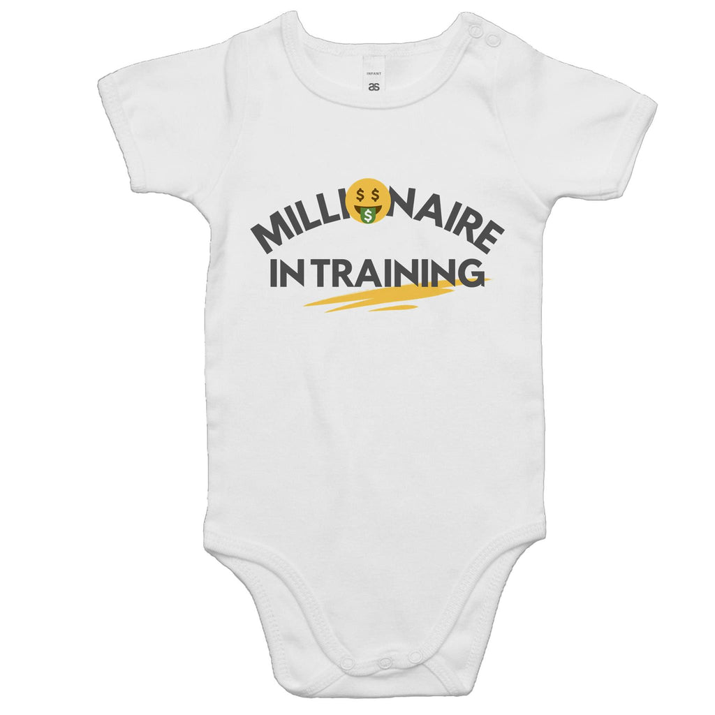 Funny Baby Romper Slogan "Millionaire In Training" One-Piece