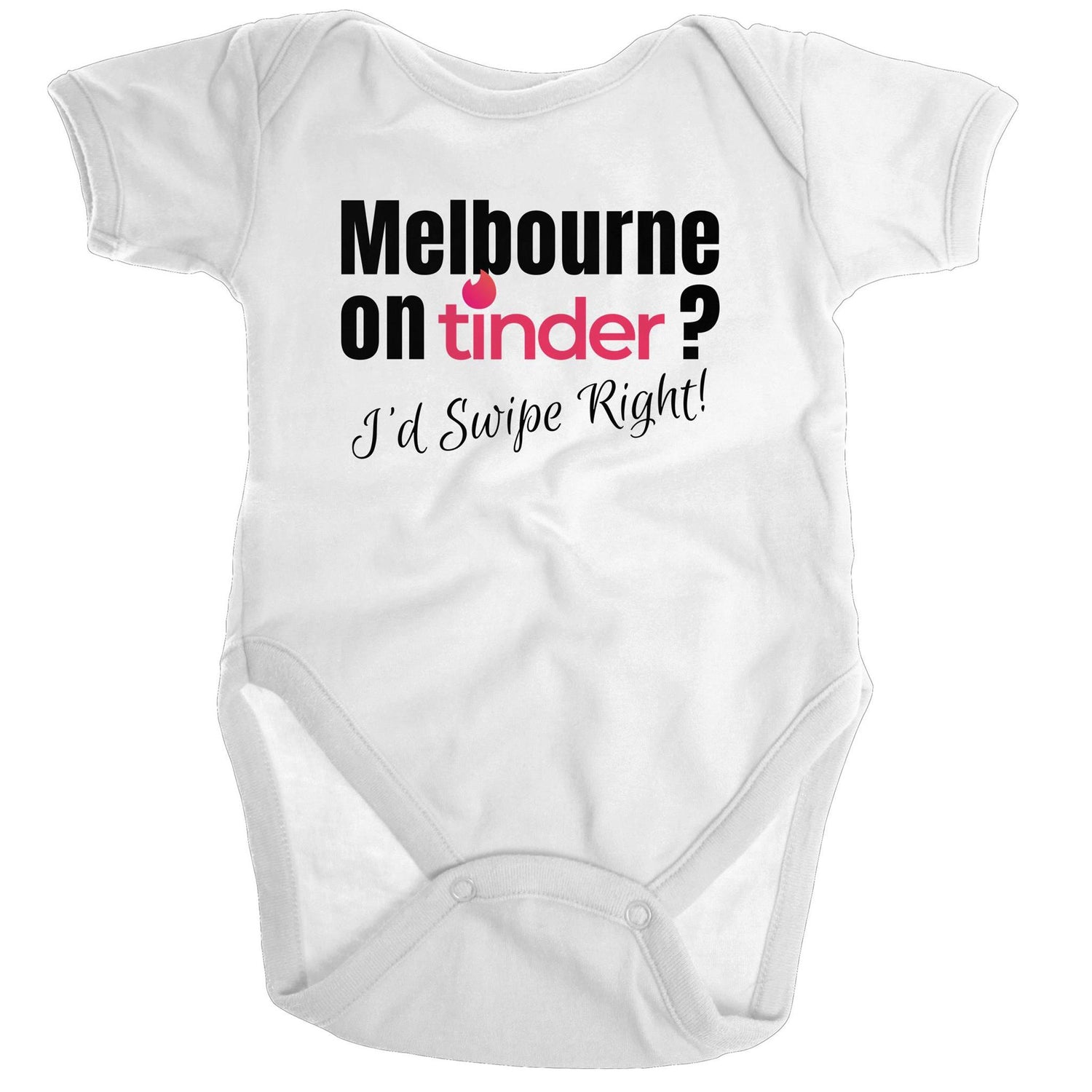 Baby One-Piece "Melbourne on Tinder? I'd swipe right" - Funny Toddler Jump Suit Romper