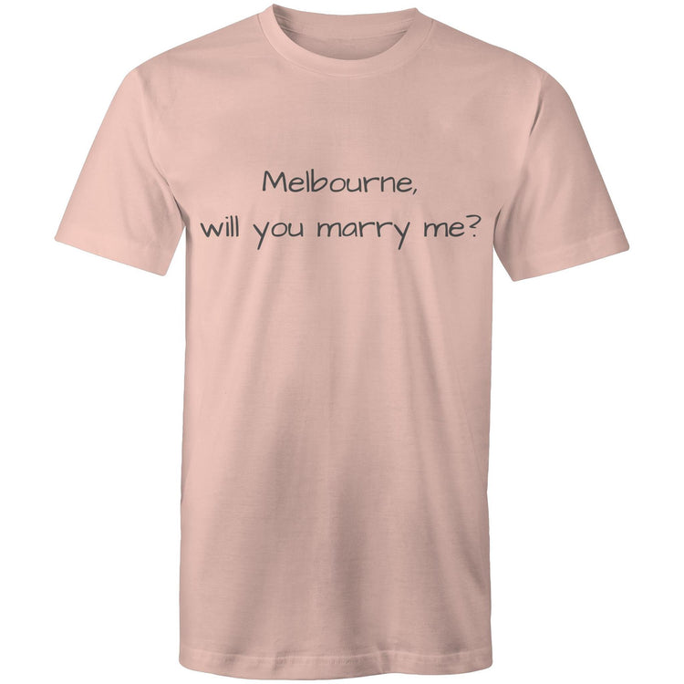 Funny Men's T-shirt "Melbourne, Will You Marry Me?" - Slogan Tee