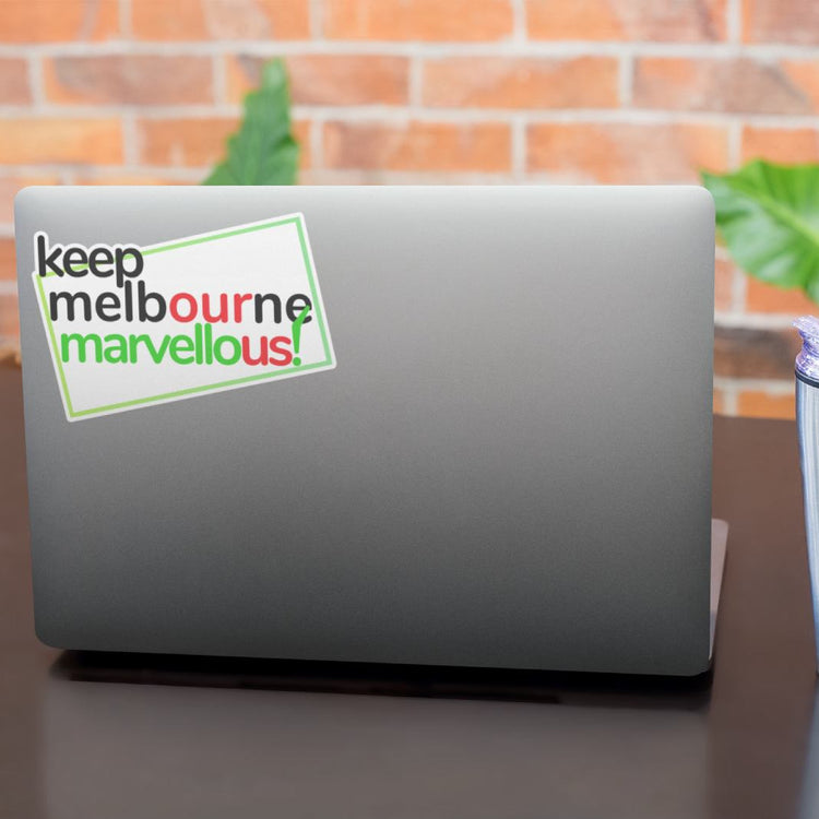 Keep Melbourne Marvellous! Hoddle Grid Stickers - Garden State White Background, 10cm x 7cm