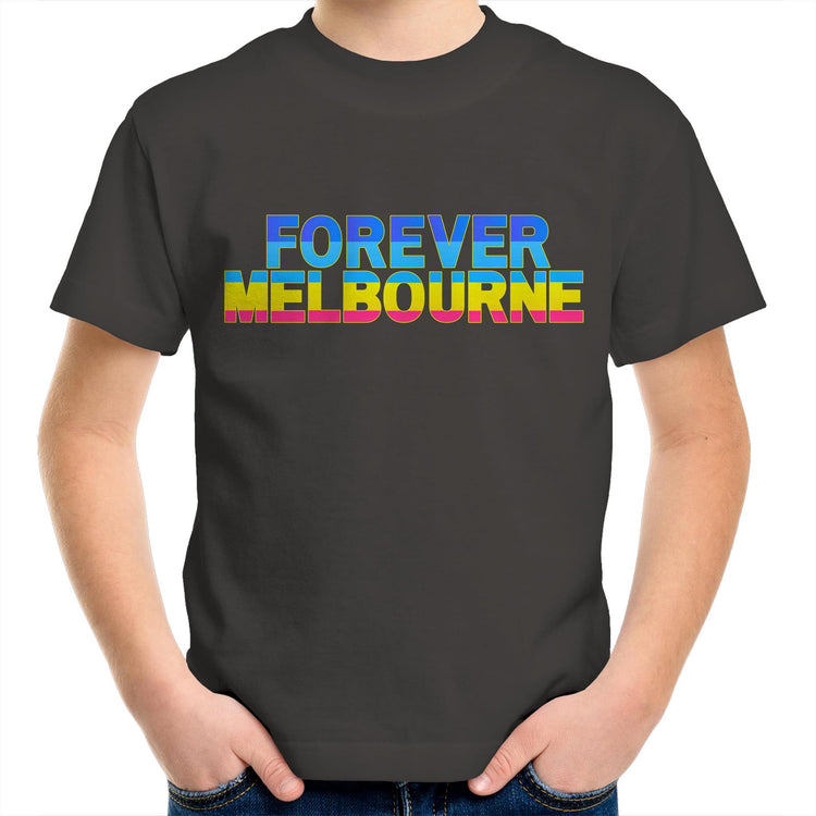 Forever Melbourne - Kids Fun Multicolour Youth Crew Colorful T-Shirt Melbourne City