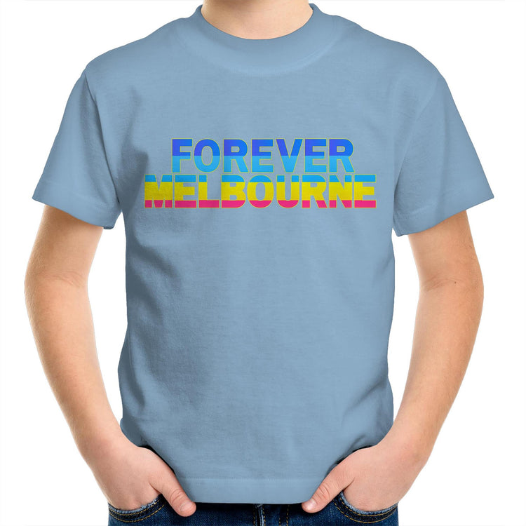 Forever Melbourne - Kids Fun Multicolour Youth Crew Colorful T-Shirt Melbourne City