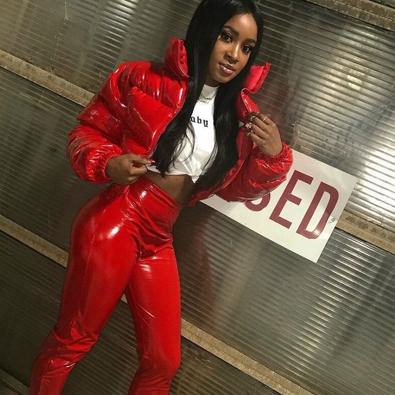 Shiny Bubble Puffer Parker Jacket Crop Top for Women