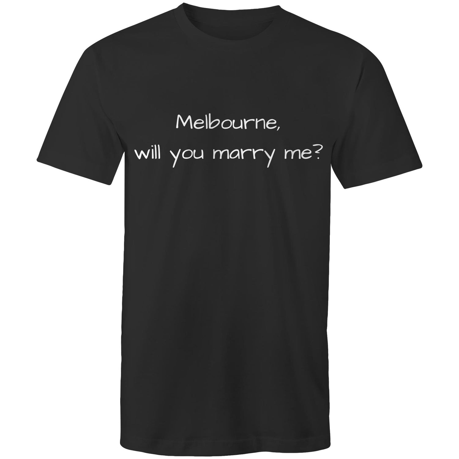 Funny Men's T-shirt "Melbourne, Will You Marry Me?" - Slogan Tee