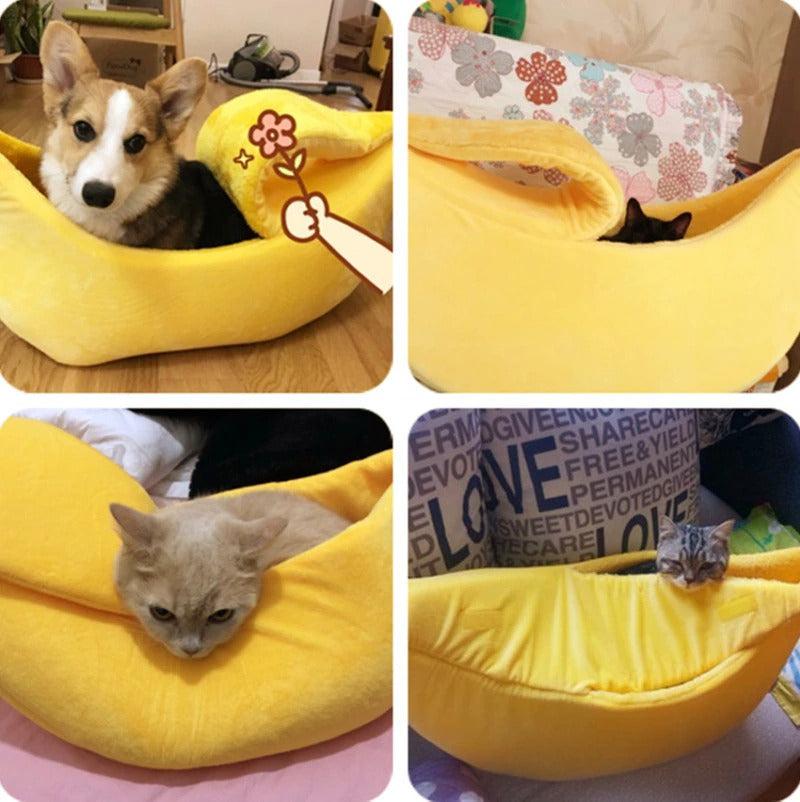 Banana Boat Calming Anxiety Cosy Cat Pets Bed - Warm and Comfy