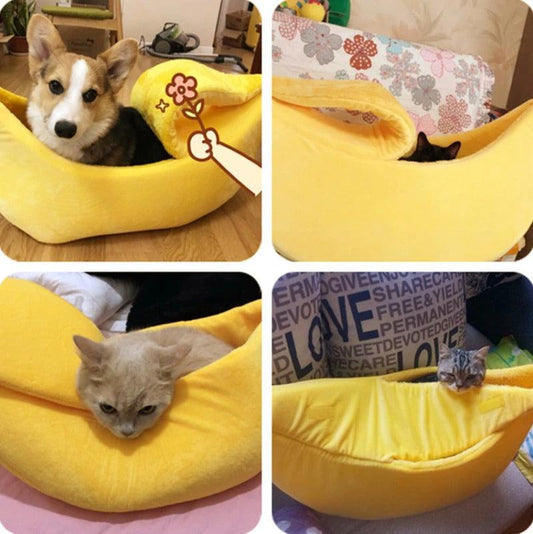 Calming Pet Bed Cosy Banana Boat - Warm & Comfy