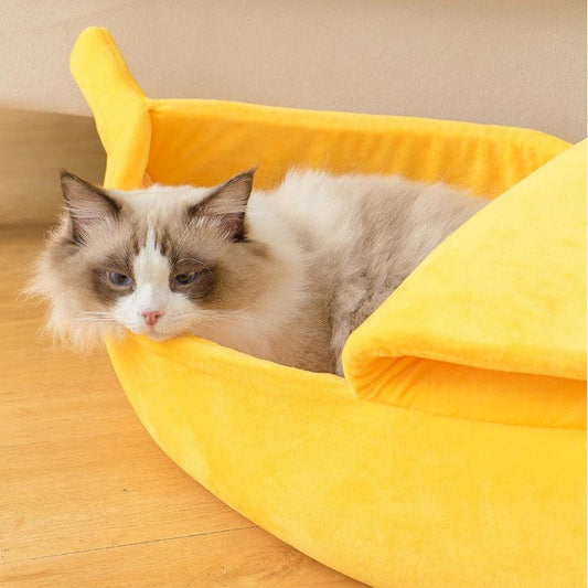 Calming Pet Bed Cosy Banana Boat - Warm & Comfy