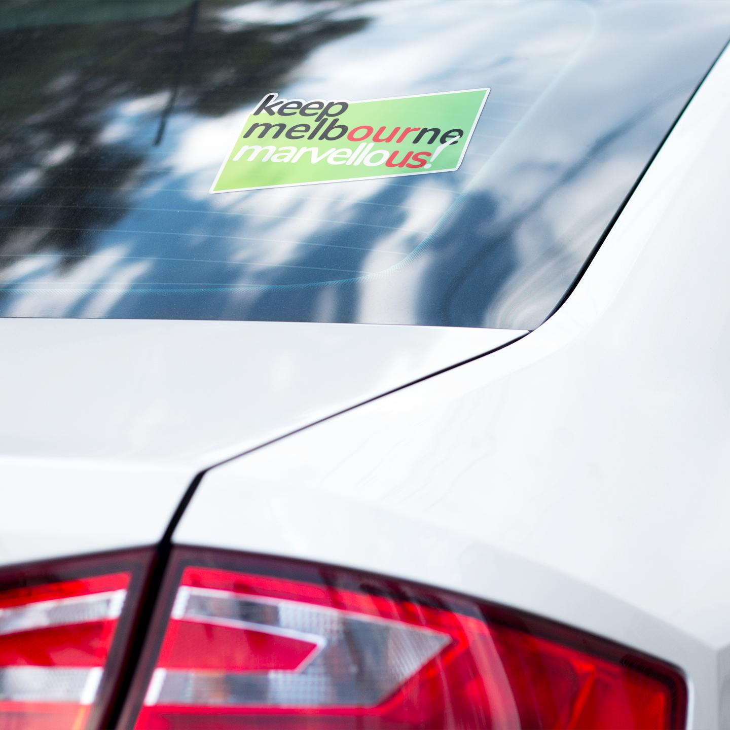 Keep Melbourne Marvellous! Hoddle Grid Laptop Bumber Stickers - Green Background 10cm x 7cm