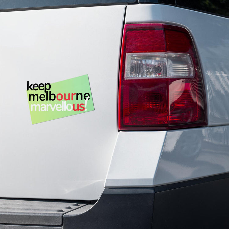 Keep Melbourne Marvellous! Hoddle Grid Laptop Bumber Stickers - Green Background 10cm x 7cm