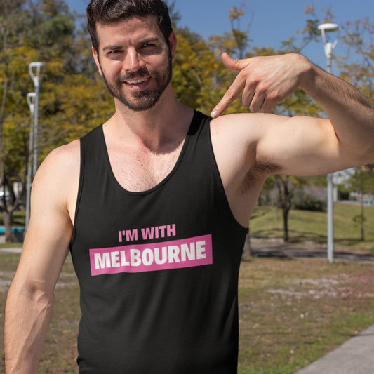 Men's Tank Top "I'm With Melbourne" - Workout Gym Wear Singlet