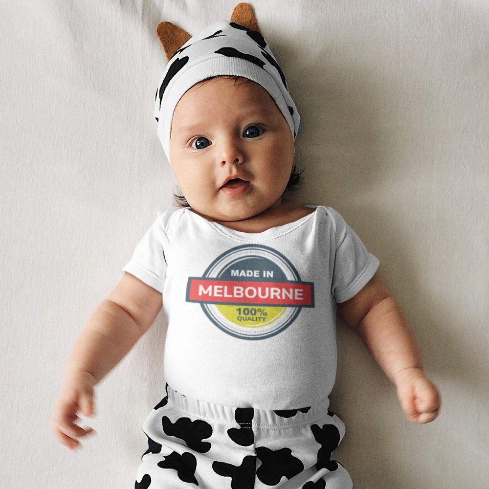 Funny Baby Romper Slogan "I'm Made in Melbourne" One-Piece Jumpsuit Toddler Onesie