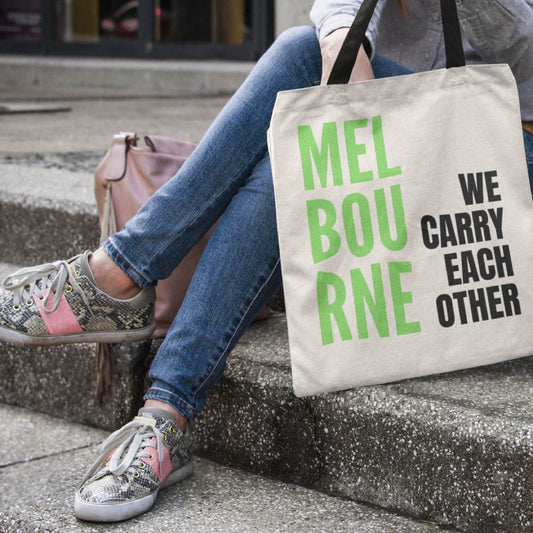 Canvas Quality Tote Shopping Bag - Melbourne We Carry Each Other Slogan