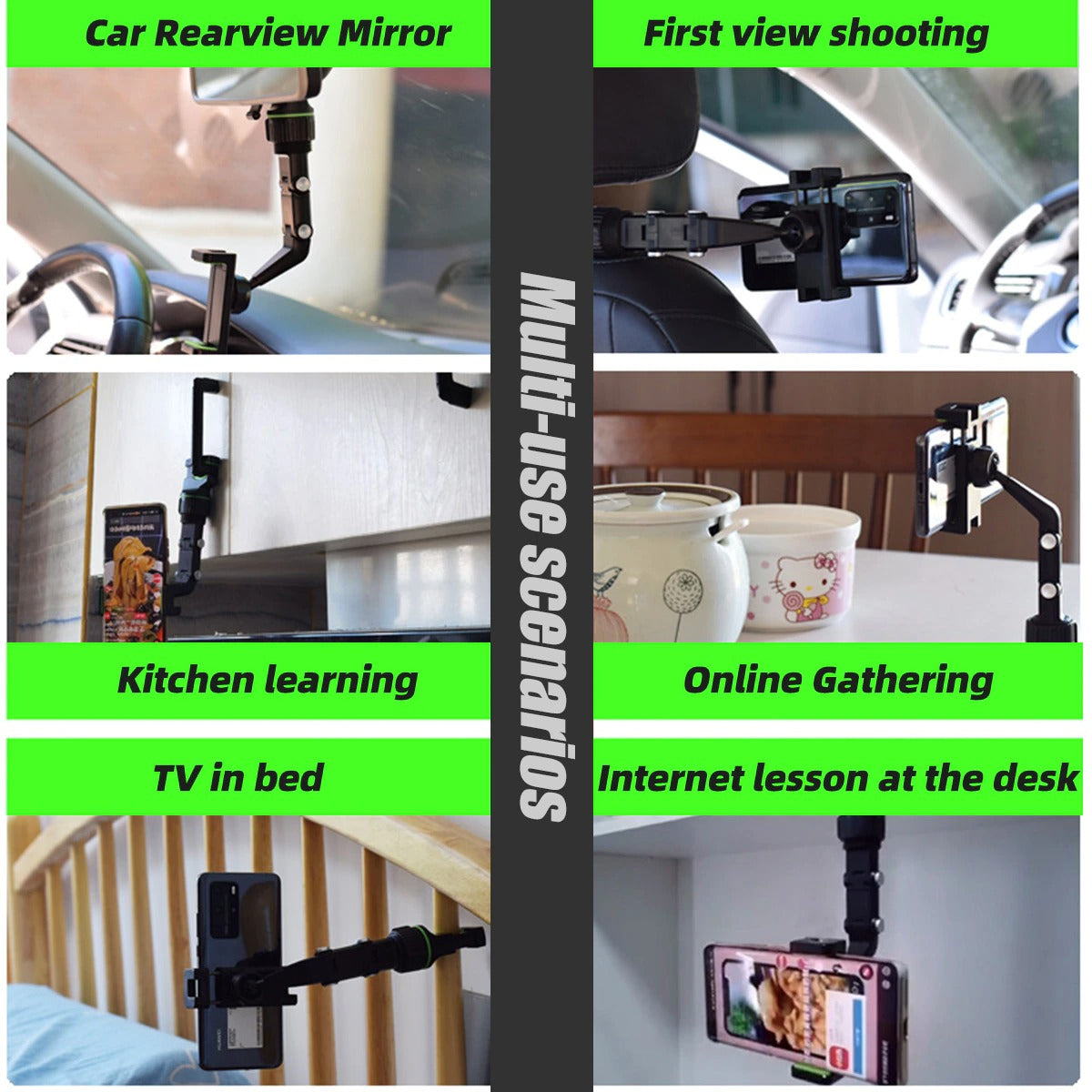 Car Phone Holder Rearview Mirror Mount Auto Cradle