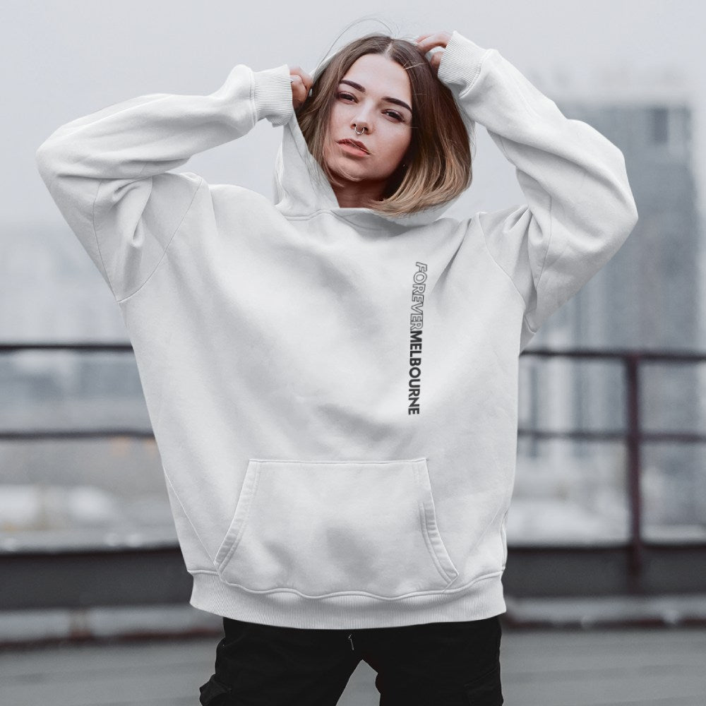 "Forever Melbourne" - Classic Unisex Pockets Hoodie With Vertical Slogan