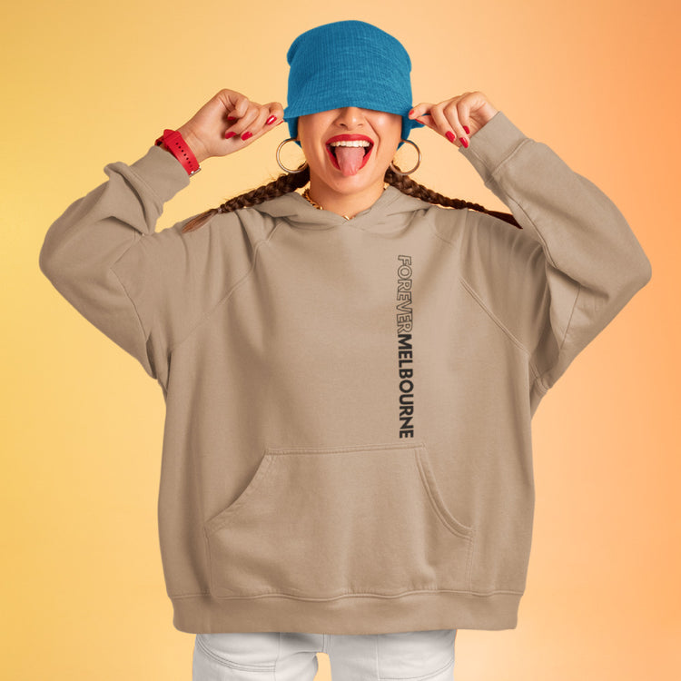 "Forever Melbourne" - Classic Unisex Pockets Hoodie With Vertical Slogan