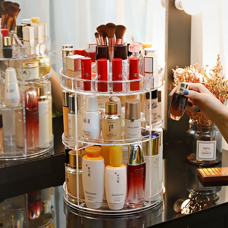 Makeup Organiser Carousel Rotating Cosmetics Home Storage Case