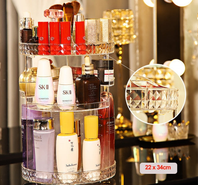 Makeup Organiser Carousel Rotating Cosmetics Home Storage Case
