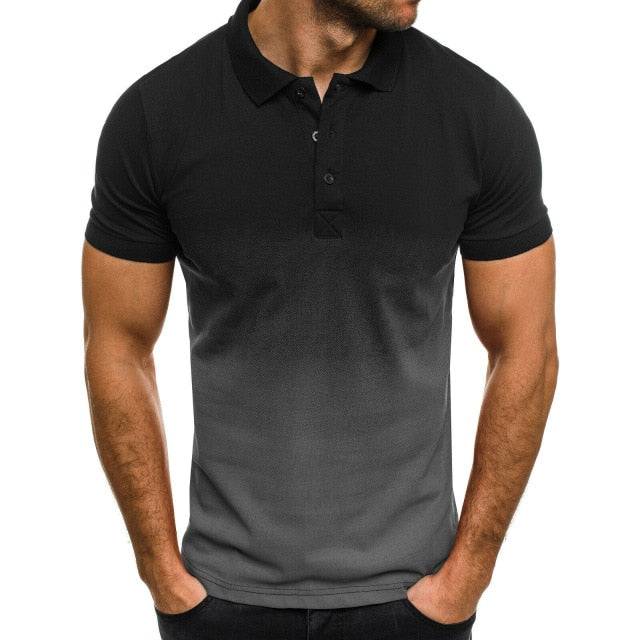 Gradient Color Polo Shirt Men's