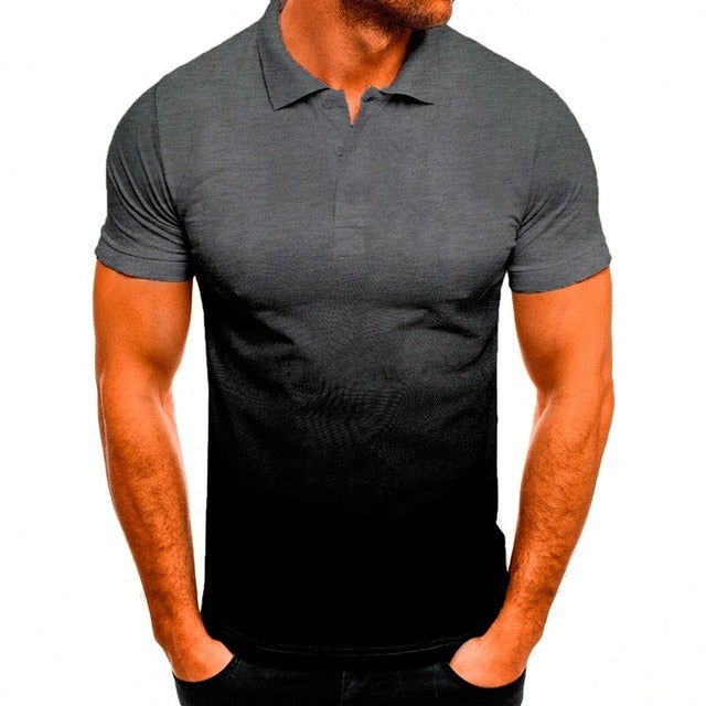 Gradient Color Polo Shirt Men's