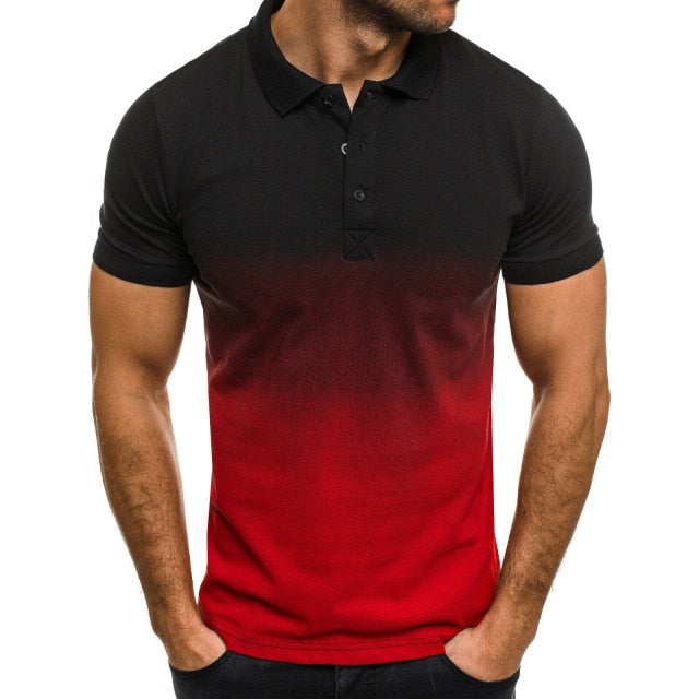 Gradient Color Polo Shirt Men's